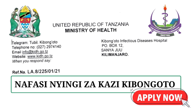Job Opportunities at Kibong'oto Infectious Diseases Hospital