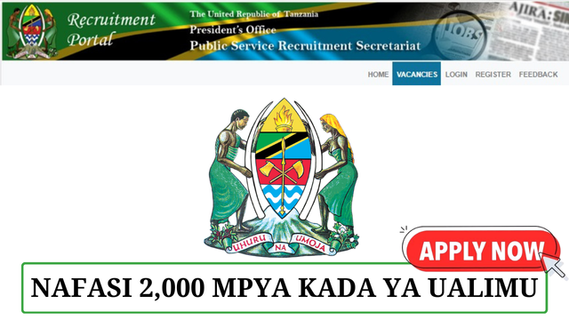 PSRS (UTUMISHI) 2000 New MDAS & LGAS Teachers Vacancies - Ajira Portal